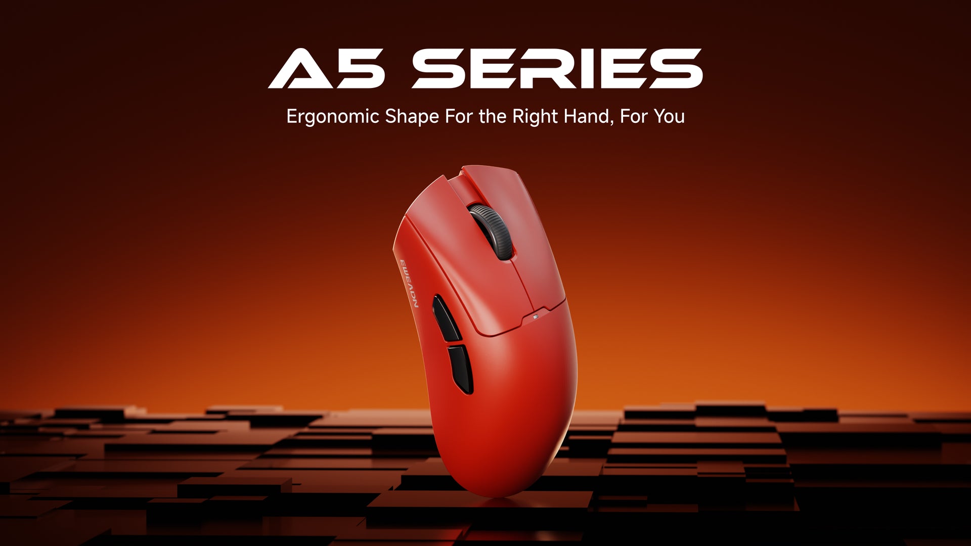 A5 gaming mouse featuring PixArt PAW3395 sensor with 26,000 DPI precision, tri-mode connectivity, and ergonomic right-handed design for accuracy and comfort