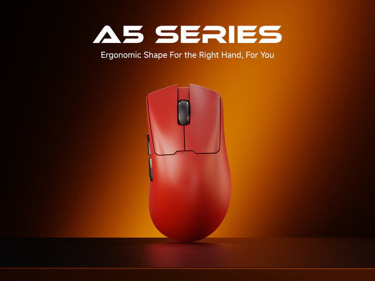 A5 advanced wireless gaming mouse showcasing 800mAh battery endurance, ultra-low delay technology, and driver support for customizable lag-free performance