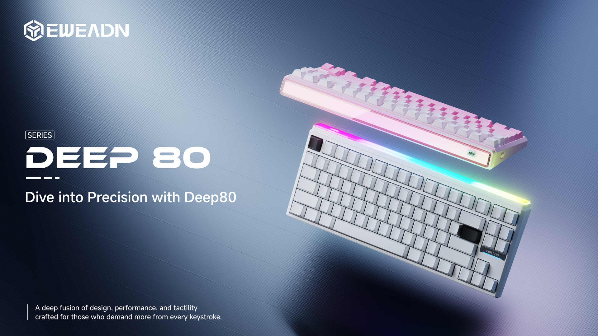 Deep80 magnetic switch keyboard banner highlighting immersive lightbox-style RGB illumination with compact 80% layout design