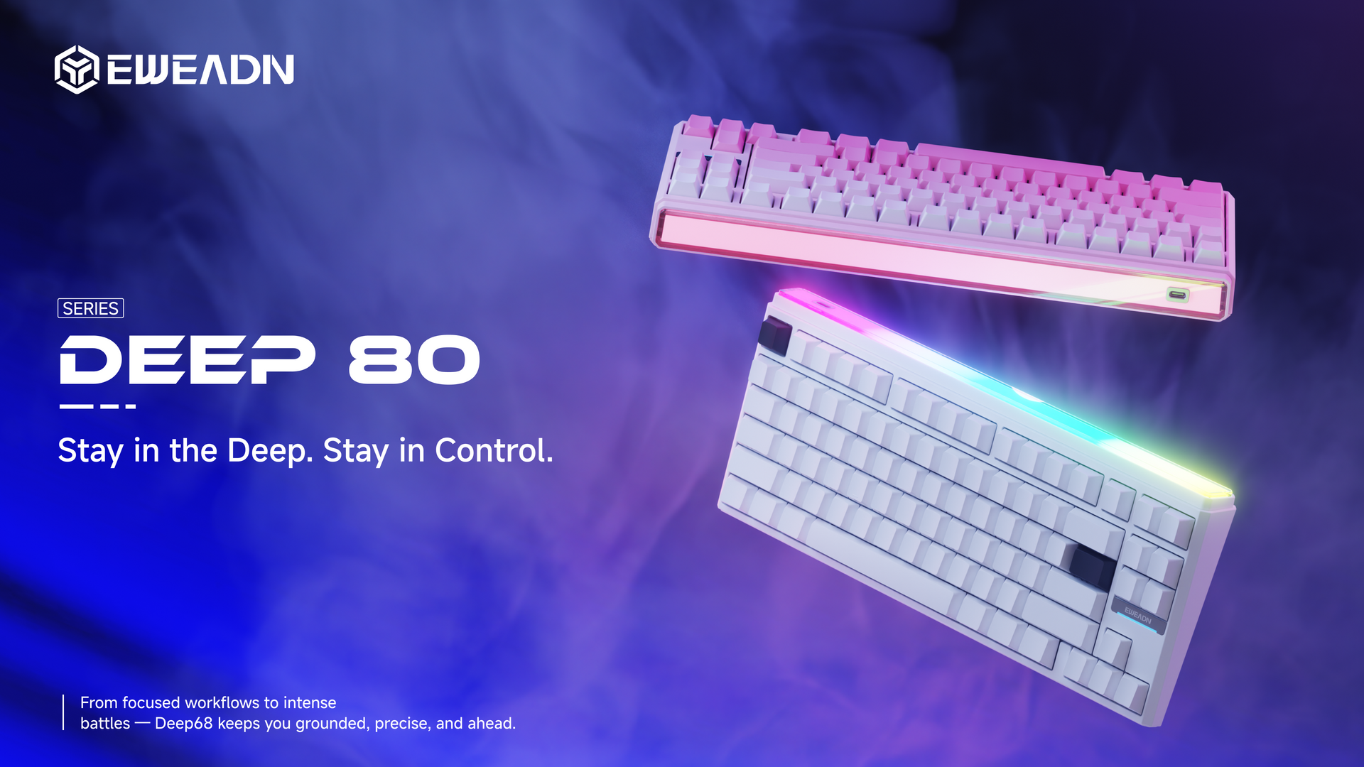 Deep80 customizable magnetic switch keyboard showcasing vivid lightbox RGB backlighting, hot-swappable flexibility, and premium desk aesthetics