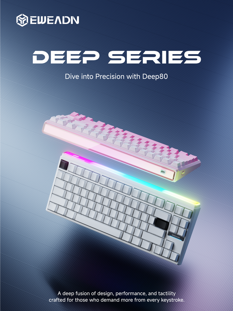 Deep80 magnetic switch keyboard banner highlighting immersive lightbox-style RGB illumination with compact 80% layout design
