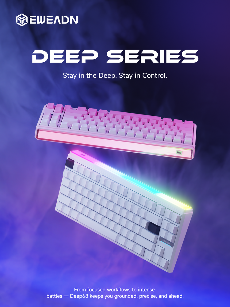 Deep80 customizable magnetic switch keyboard showcasing vivid lightbox RGB backlighting, hot-swappable flexibility, and premium desk aesthetics