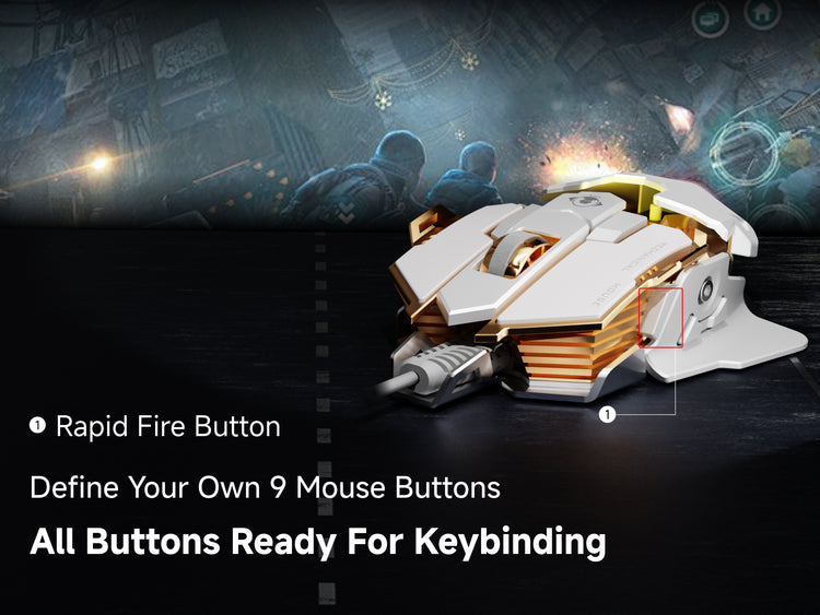 G5 wired gaming mouse with vibrant RGB illumination, programmable macros, and responsive 1000Hz polling performance