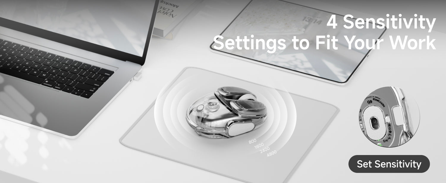 Q9 ergonomic office mouse showcasing dual-mode connectivity and reliable PAW3212 sensor for both productivity and casual gaming