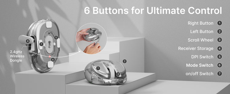 Q9 stylish office mouse with eye-catching clear case, built-in RGB effects, and comfortable lightweight handling