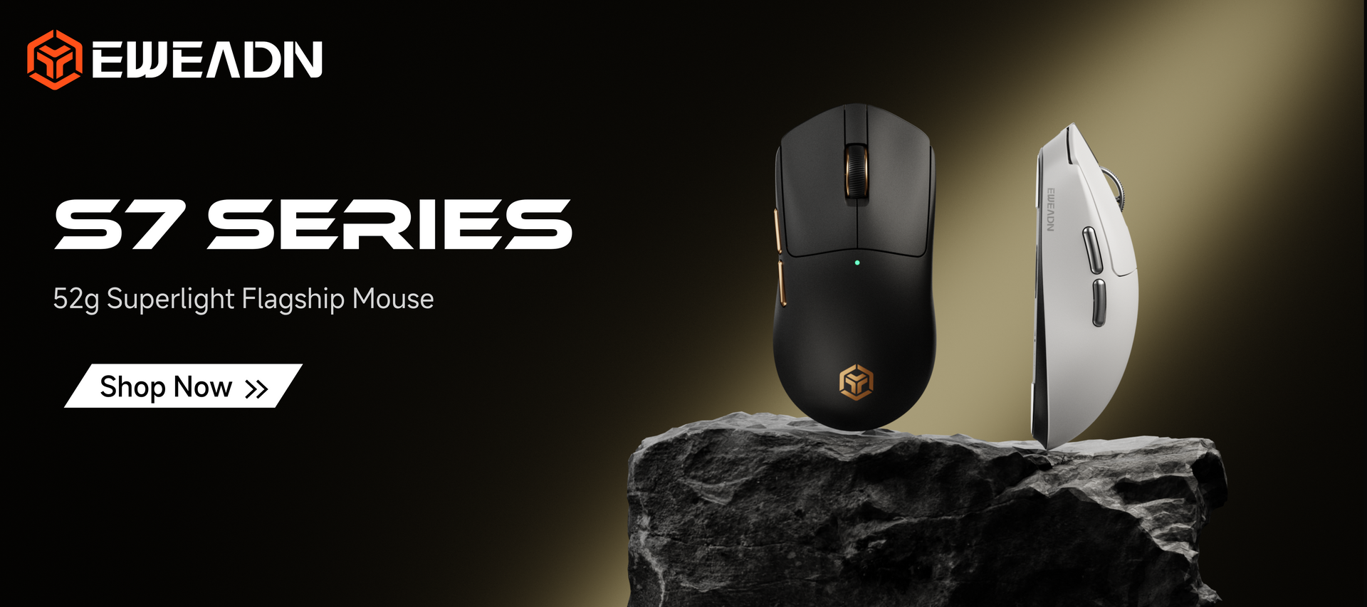 S7 gaming mouse showcasing 8K polling rate, 800mAh extended battery life, durable nano frosted skin coating, and premium Omron mechanical switches for long-lasting performance