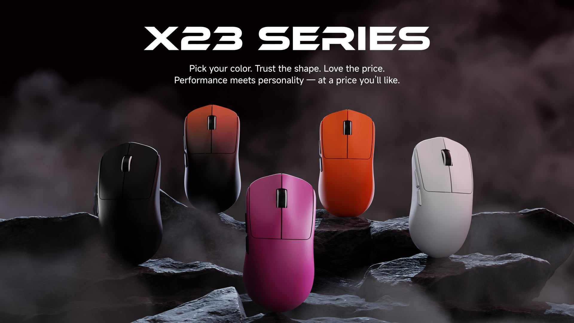 X23 ultra-light 56g symmetrical gaming mouse engineered for small to medium hands, featuring PAW3395 26,000 DPI sensor and compact ambidextrous shell for agile precision
