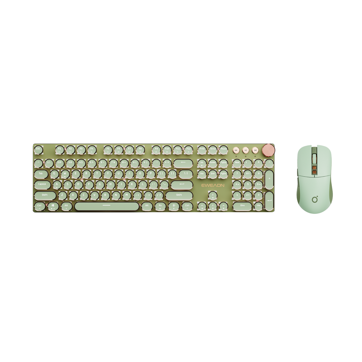 EWEADN V20 タイプライター風キーボード＆マウスセット | レトロ丸型