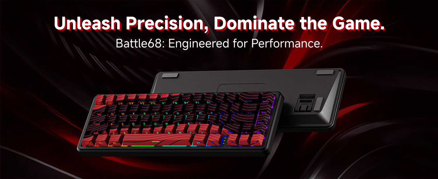 Battle68 magnetic switch keyboard featuring 8000Hz polling rate, 0.01ms response time, and hot-swappable design for competitive gaming