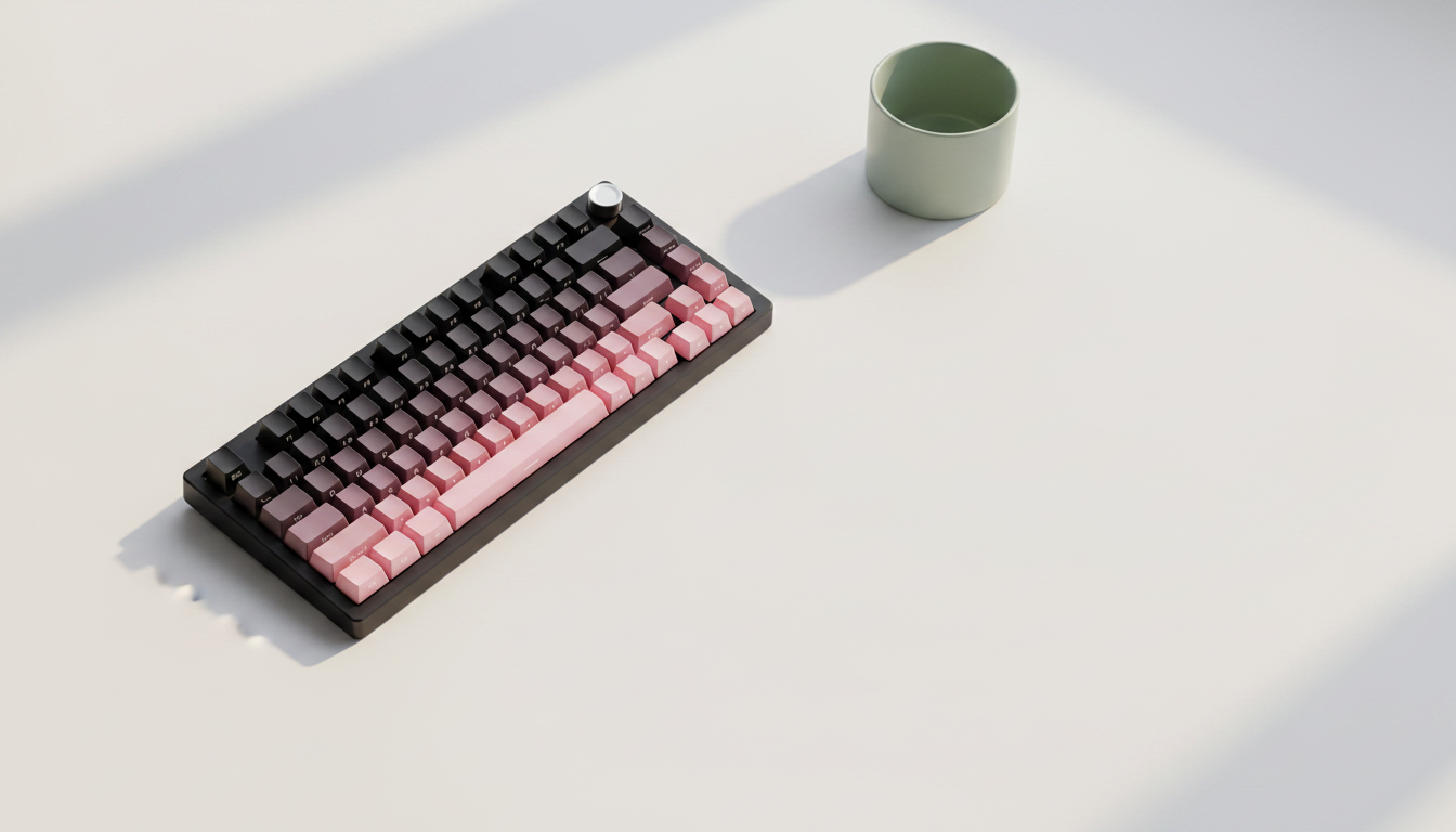EWEADN DK75 gasket mount mechanical keyboard photographed on a clean light studio background