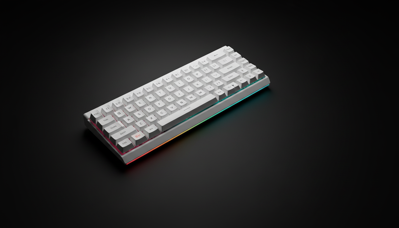 EWEADN DK68 hot-swappable mechanical keyboard lit with dramatic dark studio lighting