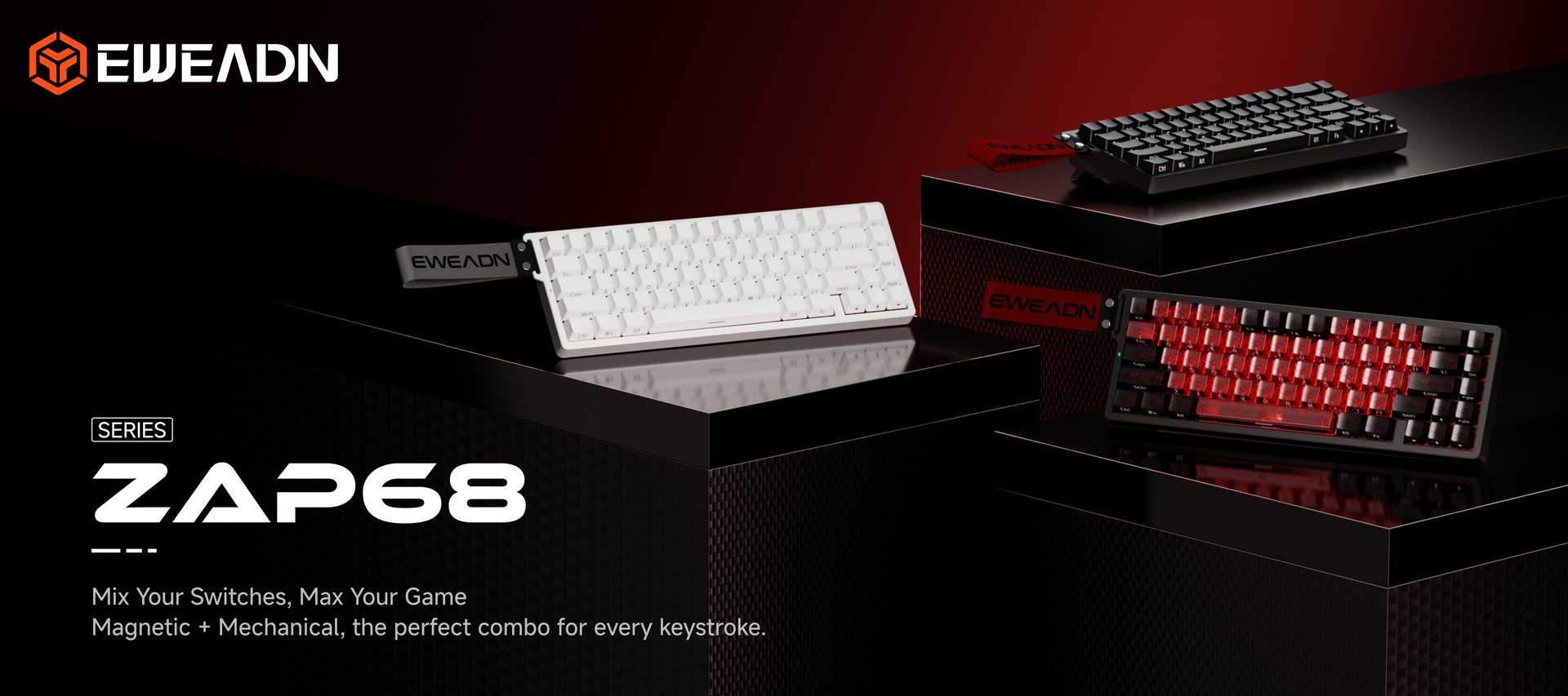 ZAP68 customizable magnetic switch keyboard showcasing mixed switches functionality, allowing users to combine different switch types for enhanced typing experience