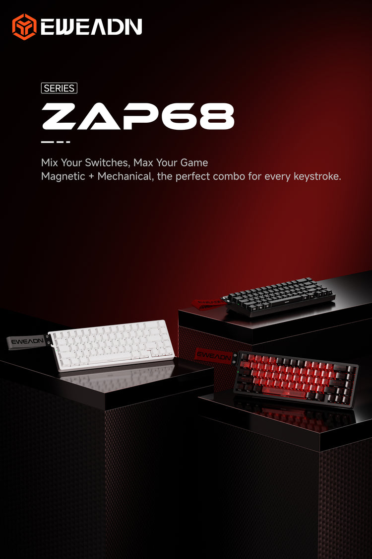 ZAP68 customizable magnetic switch keyboard showcasing mixed switches functionality, allowing users to combine different switch types for enhanced typing experience