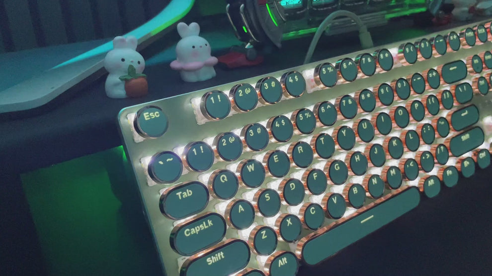 EWEADN V20 Retro Typewriter Keyboard | Aluminum, Media Knob, Tri-Mode